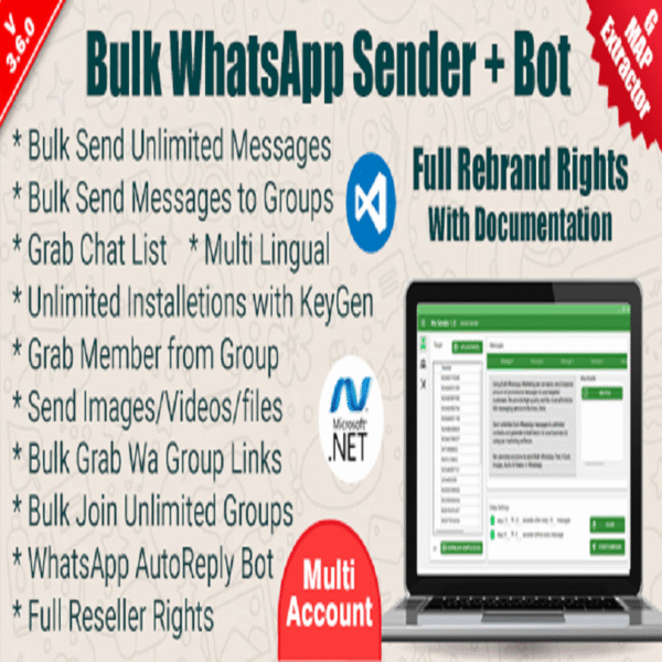 WaSender Bulk WhatsApp Sender + Group Sender + WhatsApp Auto Reply Bot (V3.6.0)